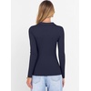 image:imageANRABESS Women Long Sleeve Polo Shirts V Neck Slim Rib Knit Collared Dressy Business Casual Top 2026 Basic Tee Fall OutfitsNavy Blue