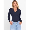 image:imageANRABESS Women Long Sleeve Polo Shirts V Neck Slim Rib Knit Collared Dressy Business Casual Top 2026 Basic Tee Fall OutfitsNavy Blue