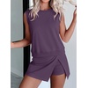 image:imageANRABESS Women Two Piece Skirt Sets Summer Outfits Athletic Workout Tennis Lined Skort Short Set Travel Vacation ClothesPurple