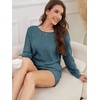 image:imageANRABESS Womens 2 Piece Lounge Pajama Sets Casual Ribbed Long Sleeve Top Matching Shorts Sleepwear PJ Set 2026 Fall OutfitsTeal