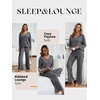 image:imageANRABESS Womens 2 Piece Lounge Pajama Sets Ribbed Long Sleeve Button Top Matching Pants Sleepwear PJ Set 2026 Fall OutfitsDeep Grey