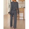 image:imageANRABESS Womens 2 Piece Lounge Pajama Sets Ribbed Long Sleeve Button Top Matching Pants Sleepwear PJ Set 2026 Fall OutfitsDeep Grey