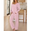 image:imageANRABESS Womens 2 Piece Lounge Pajama Sets Ribbed Long Sleeve Button Top Matching Pants Sleepwear PJ Set 2026 Fall OutfitsPink Yarrow