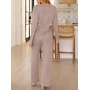 image:imageANRABESS Womens 2 Piece Lounge Pajama Sets Ribbed Long Sleeve Button Top Matching Pants Sleepwear PJ Set 2026 Fall OutfitsTan