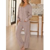 image:imageANRABESS Womens 2 Piece Lounge Pajama Sets Ribbed Long Sleeve Button Top Matching Pants Sleepwear PJ Set 2026 Fall OutfitsTan