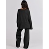 image:imageANRABESS Womens 2 Piece Outfits Oversized Knit Sweater Set Wide Leg Pant Cozy Lounge Matching Pajama Sets 2026 Trendy ClothesBlack
