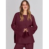 image:imageANRABESS Womens 2 Piece Outfits Oversized Knit Sweater Set Wide Leg Pant Cozy Lounge Matching Pajama Sets 2026 Trendy ClothesBurgundy