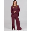 image:imageANRABESS Womens 2 Piece Outfits Oversized Knit Sweater Set Wide Leg Pant Cozy Lounge Matching Pajama Sets 2026 Trendy ClothesBurgundy