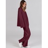 image:imageANRABESS Womens 2 Piece Outfits Oversized Knit Sweater Set Wide Leg Pant Cozy Lounge Matching Pajama Sets 2026 Trendy ClothesBurgundy