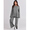 image:imageANRABESS Womens 2 Piece Outfits Oversized Knit Sweater Set Wide Leg Pant Cozy Lounge Matching Pajama Sets 2026 Trendy ClothesGray