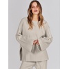 image:imageANRABESS Womens 2 Piece Outfits Oversized Knit Sweater Set Wide Leg Pant Cozy Lounge Matching Pajama Sets 2026 Trendy ClothesGrey Apricot