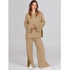 image:imageANRABESS Womens 2 Piece Outfits Oversized Knit Sweater Set Wide Leg Pant Cozy Lounge Matching Pajama Sets 2026 Trendy ClothesKhaki