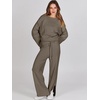 image:imageANRABESS Womens 2 Piece Outfits Oversized Knit Sweater Set Wide Leg Pant Cozy Lounge Matching Pajama Sets 2026 Trendy ClothesKhaki Green