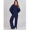 image:imageANRABESS Womens 2 Piece Outfits Oversized Knit Sweater Set Wide Leg Pant Cozy Lounge Matching Pajama Sets 2026 Trendy ClothesNavy Blue