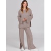 image:imageANRABESS Womens 2 Piece Outfits Oversized Knit Sweater Set Wide Leg Pant Cozy Lounge Matching Pajama Sets 2026 Trendy ClothesRed Apricot
