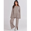 image:imageANRABESS Womens 2 Piece Outfits Oversized Knit Sweater Set Wide Leg Pant Cozy Lounge Matching Pajama Sets 2026 Trendy ClothesRed Apricot