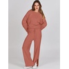image:imageANRABESS Womens 2 Piece Outfits Oversized Knit Sweater Set Wide Leg Pant Cozy Lounge Matching Pajama Sets 2026 Trendy ClothesRust