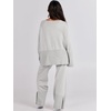 image:imageANRABESS Womens 2 Piece Outfits Oversized Knit Sweater Set Wide Leg Pant Cozy Lounge Matching Pajama Sets 2026 Trendy ClothesSmoky Gray