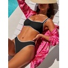 image:imageANRABESS Womens Bikini Sets Two Piece Swimsuit Ribbed Front Ruched Mid Waisted Bathing Suit Color Block 2026 Beach Swimwear Black White XL