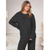 image:imageANRABESS Womens Fuzzy Fleece Pajama Set 2 Piece Outfits Lounge Knit Oversized Sweater Pj Sets 2026 Fall Winter LoungewearBlack