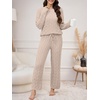 image:imageANRABESS Womens Fuzzy Fleece Pajama Set 2 Piece Outfits Lounge Knit Oversized Sweater Pj Sets 2026 Fall Winter LoungewearLight Khaki