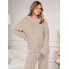 image:imageANRABESS Womens Fuzzy Fleece Pajama Set 2 Piece Outfits Lounge Knit Oversized Sweater Pj Sets 2026 Fall Winter LoungewearLight Khaki