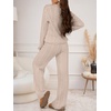 image:imageANRABESS Womens Fuzzy Fleece Pajama Set 2 Piece Outfits Lounge Knit Oversized Sweater Pj Sets 2026 Fall Winter LoungewearLight Khaki