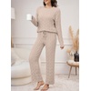 image:imageANRABESS Womens Fuzzy Fleece Pajama Set 2 Piece Outfits Lounge Knit Oversized Sweater Pj Sets 2026 Fall Winter LoungewearLight Khaki