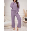 image:imageANRABESS Womens Fuzzy Fleece Pajama Set 2 Piece Outfits Lounge Knit Oversized Sweater Pj Sets 2026 Fall Winter LoungewearPurple