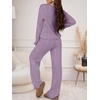 image:imageANRABESS Womens Fuzzy Fleece Pajama Set 2 Piece Outfits Lounge Knit Oversized Sweater Pj Sets 2026 Fall Winter LoungewearPurple