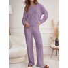 image:imageANRABESS Womens Fuzzy Fleece Pajama Set 2 Piece Outfits Lounge Knit Oversized Sweater Pj Sets 2026 Fall Winter LoungewearPurple