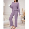 image:imageANRABESS Womens Fuzzy Fleece Pajama Set 2 Piece Outfits Lounge Knit Oversized Sweater Pj Sets 2026 Fall Winter LoungewearPurple