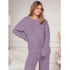 image:imageANRABESS Womens Fuzzy Fleece Pajama Set 2 Piece Outfits Lounge Knit Oversized Sweater Pj Sets 2026 Fall Winter LoungewearPurple