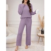 image:imageANRABESS Womens Fuzzy Fleece Pajama Set 2 Piece Outfits Lounge Knit Oversized Sweater Pj Sets 2026 Fall Winter LoungewearPurple
