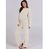 image:imageANRABESS Womens Fuzzy Fleece Pajama Sets 2 Piece Outfits Long Sleeve Top Wide Leg Pants Lounge Matching Set 2026 Fall WinterBeige