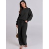 image:imageANRABESS Womens Fuzzy Fleece Pajama Sets 2 Piece Outfits Long Sleeve Top Wide Leg Pants Lounge Matching Set 2026 Fall WinterBlack