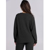 image:imageANRABESS Womens Fuzzy Fleece Pajama Sets 2 Piece Outfits Long Sleeve Top Wide Leg Pants Lounge Matching Set 2026 Fall WinterBlack