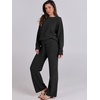image:imageANRABESS Womens Fuzzy Fleece Pajama Sets 2 Piece Outfits Long Sleeve Top Wide Leg Pants Lounge Matching Set 2026 Fall WinterBlack