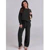 image:imageANRABESS Womens Fuzzy Fleece Pajama Sets 2 Piece Outfits Long Sleeve Top Wide Leg Pants Lounge Matching Set 2026 Fall WinterBlack