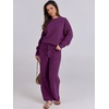 image:imageANRABESS Womens Fuzzy Fleece Pajama Sets 2 Piece Outfits Long Sleeve Top Wide Leg Pants Lounge Matching Set 2026 Fall WinterDeep Viole