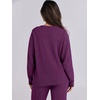 image:imageANRABESS Womens Fuzzy Fleece Pajama Sets 2 Piece Outfits Long Sleeve Top Wide Leg Pants Lounge Matching Set 2026 Fall WinterDeep Viole