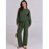 image:imageANRABESS Womens Fuzzy Fleece Pajama Sets 2 Piece Outfits Long Sleeve Top Wide Leg Pants Lounge Matching Set 2026 Fall WinterLawn Green