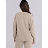 image:imageANRABESS Womens Fuzzy Fleece Pajama Sets 2 Piece Outfits Long Sleeve Top Wide Leg Pants Lounge Matching Set 2026 Fall WinterLight Khaki