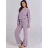 image:imageANRABESS Womens Fuzzy Fleece Pajama Sets 2 Piece Outfits Long Sleeve Top Wide Leg Pants Lounge Matching Set 2026 Fall WinterPurple