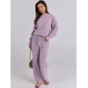 image:imageANRABESS Womens Fuzzy Fleece Pajama Sets 2 Piece Outfits Long Sleeve Top Wide Leg Pants Lounge Matching Set 2026 Fall WinterPurple