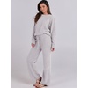 image:imageANRABESS Womens Fuzzy Fleece Pajama Sets 2 Piece Outfits Long Sleeve Top Wide Leg Pants Lounge Matching Set 2026 Fall WinterPurple Grey