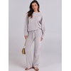 image:imageANRABESS Womens Fuzzy Fleece Pajama Sets 2 Piece Outfits Long Sleeve Top Wide Leg Pants Lounge Matching Set 2026 Fall WinterPurple Grey