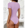 image:imageANRABESS Womens Short Sleeve Bodysuit Crew Neck Slim Fit Basic Body Suits Tops 2026 Summer TShirt Vacation amp Daily WearLight Purple