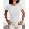 image:imageANRABESS Womens Short Sleeve Bodysuit Crew Neck Slim Fit Basic Body Suits Tops 2026 Summer TShirt Vacation amp Daily WearWhite