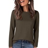image:imageANRABESS Long Sleeve Shirts for WomenSoft Stretchy WrinkleFree TopsCasual Crew Neck T Shirt for Work Daily FallDark Brown
